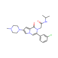 CC(C)NC(=O)Cn1c(-c2cccc(Cl)c2)cn2cc(N3CCN(C)CC3)cc2c1=O ZINC000058650434