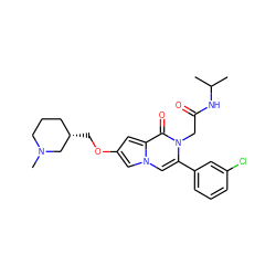 CC(C)NC(=O)Cn1c(-c2cccc(Cl)c2)cn2cc(OC[C@H]3CCCN(C)C3)cc2c1=O ZINC000058583299