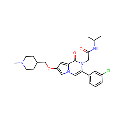 CC(C)NC(=O)Cn1c(-c2cccc(Cl)c2)cn2cc(OCC3CCN(C)CC3)cc2c1=O ZINC000058583825