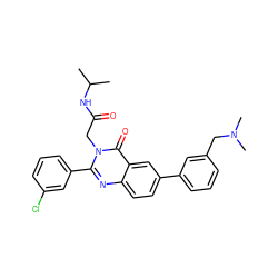 CC(C)NC(=O)Cn1c(-c2cccc(Cl)c2)nc2ccc(-c3cccc(CN(C)C)c3)cc2c1=O ZINC000071340559