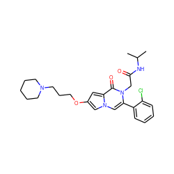 CC(C)NC(=O)Cn1c(-c2ccccc2Cl)cn2cc(OCCCN3CCCCC3)cc2c1=O ZINC000058592620