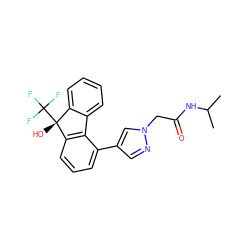 CC(C)NC(=O)Cn1cc(-c2cccc3c2-c2ccccc2[C@@]3(O)C(F)(F)F)cn1 ZINC000144874371