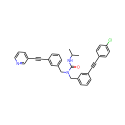 CC(C)NC(=O)N(Cc1cccc(C#Cc2ccc(Cl)cc2)c1)Cc1cccc(C#Cc2cccnc2)c1 ZINC000066077870