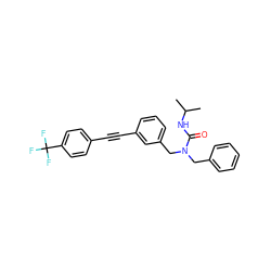 CC(C)NC(=O)N(Cc1ccccc1)Cc1cccc(C#Cc2ccc(C(F)(F)F)cc2)c1 ZINC000066074985