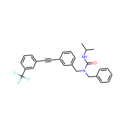 CC(C)NC(=O)N(Cc1ccccc1)Cc1cccc(C#Cc2cccc(C(F)(F)F)c2)c1 ZINC000066074983