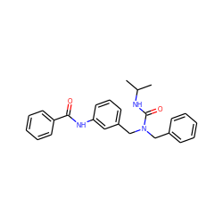 CC(C)NC(=O)N(Cc1ccccc1)Cc1cccc(NC(=O)c2ccccc2)c1 ZINC000066080390