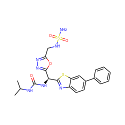 CC(C)NC(=O)N[C@@H](c1nnc(CNS(N)(=O)=O)o1)c1nc2ccc(-c3ccccc3)cc2s1 ZINC000206771850