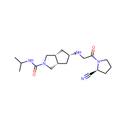 CC(C)NC(=O)N1C[C@H]2C[C@@H](NCC(=O)N3CCC[C@H]3C#N)C[C@H]2C1 ZINC000101349606