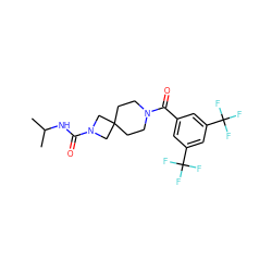 CC(C)NC(=O)N1CC2(CCN(C(=O)c3cc(C(F)(F)F)cc(C(F)(F)F)c3)CC2)C1 ZINC000004238113