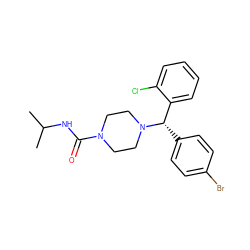 CC(C)NC(=O)N1CCN([C@@H](c2ccc(Br)cc2)c2ccccc2Cl)CC1 ZINC000040892195