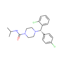 CC(C)NC(=O)N1CCN([C@@H](c2ccc(Cl)cc2)c2ccccc2Cl)CC1 ZINC000040394488