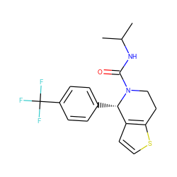 CC(C)NC(=O)N1CCc2sccc2[C@@H]1c1ccc(C(F)(F)F)cc1 ZINC000084671157