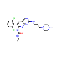 CC(C)NC(=O)Nc1nc2nc(NCCCN3CCN(C)CC3)ncc2cc1-c1c(Cl)cccc1Cl ZINC000022941837