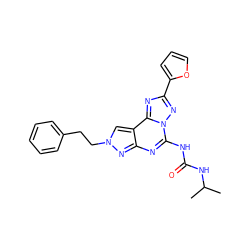 CC(C)NC(=O)Nc1nc2nn(CCc3ccccc3)cc2c2nc(-c3ccco3)nn12 ZINC000013672049