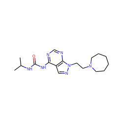 CC(C)NC(=O)Nc1ncnc2c1cnn2CCN1CCCCCC1 ZINC000147771820