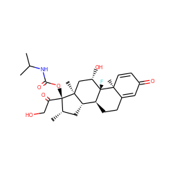 CC(C)NC(=O)O[C@]1(C(=O)CO)[C@@H](C)C[C@H]2[C@@H]3CCC4=CC(=O)C=C[C@]4(C)[C@@]3(F)[C@@H](O)C[C@@]21C ZINC000040425256
