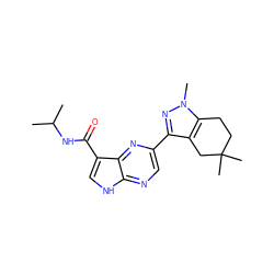 CC(C)NC(=O)c1c[nH]c2ncc(-c3nn(C)c4c3CC(C)(C)CC4)nc12 ZINC000095604225