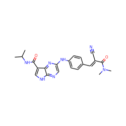 CC(C)NC(=O)c1c[nH]c2ncc(Nc3ccc(/C=C(\C#N)C(=O)N(C)C)cc3)nc12 ZINC000148984227