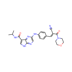 CC(C)NC(=O)c1c[nH]c2ncc(Nc3ccc(/C=C(\C#N)C(=O)N4CCOCC4)cc3)nc12 ZINC000148932998