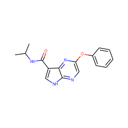 CC(C)NC(=O)c1c[nH]c2ncc(Oc3ccccc3)nc12 ZINC000096269467