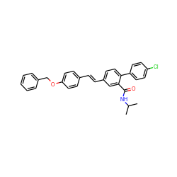 CC(C)NC(=O)c1cc(/C=C/c2ccc(OCc3ccccc3)cc2)ccc1-c1ccc(Cl)cc1 ZINC000026977562