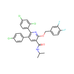 CC(C)NC(=O)c1cc(-c2ccc(Cl)cc2)c(-c2ccc(Cl)cc2Cl)nc1OCc1ccc(F)c(F)c1 ZINC000028339803