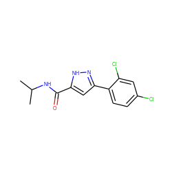 CC(C)NC(=O)c1cc(-c2ccc(Cl)cc2Cl)n[nH]1 ZINC000040833913