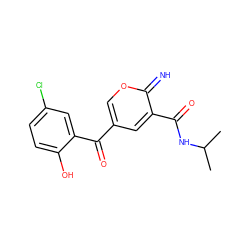 CC(C)NC(=O)c1cc(C(=O)c2cc(Cl)ccc2O)coc1=N ZINC000004165067