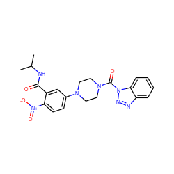 CC(C)NC(=O)c1cc(N2CCN(C(=O)n3nnc4ccccc43)CC2)ccc1[N+](=O)[O-] ZINC000095578391