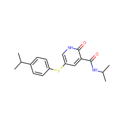 CC(C)NC(=O)c1cc(Sc2ccc(C(C)C)cc2)c[nH]c1=O ZINC000095597008