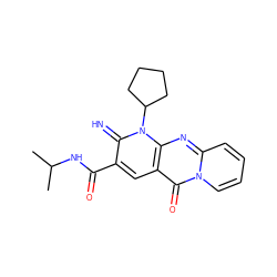 CC(C)NC(=O)c1cc2c(=O)n3ccccc3nc2n(C2CCCC2)c1=N ZINC000100560211