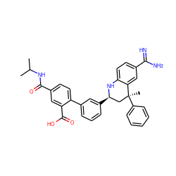 CC(C)NC(=O)c1ccc(-c2cccc([C@@H]3C[C@](C)(c4ccccc4)c4cc(C(=N)N)ccc4N3)c2)c(C(=O)O)c1 ZINC000103240987