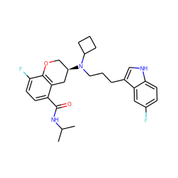 CC(C)NC(=O)c1ccc(F)c2c1C[C@H](N(CCCc1c[nH]c3ccc(F)cc13)C1CCC1)CO2 ZINC000040943552