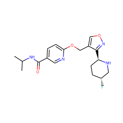 CC(C)NC(=O)c1ccc(OCc2conc2[C@@H]2CC[C@@H](F)CN2)nc1 ZINC000169685445