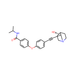 CC(C)NC(=O)c1ccc(Oc2ccc(C#C[C@]3(O)CN4CCC3CC4)cc2)cc1 ZINC000073220495