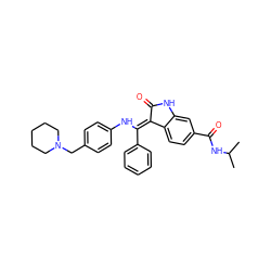 CC(C)NC(=O)c1ccc2c(c1)NC(=O)/C2=C(\Nc1ccc(CN2CCCCC2)cc1)c1ccccc1 ZINC000101234823