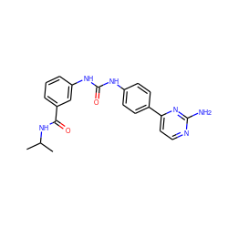 CC(C)NC(=O)c1cccc(NC(=O)Nc2ccc(-c3ccnc(N)n3)cc2)c1 ZINC000073280341