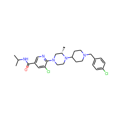 CC(C)NC(=O)c1cnc(N2CCN(C3CCN(Cc4ccc(Cl)cc4)CC3)[C@@H](C)C2)c(Cl)c1 ZINC000066079081