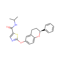 CC(C)NC(=O)c1cnc(Oc2ccc3c(c2)CC[C@@H](c2ccccc2)O3)s1 ZINC000145509630