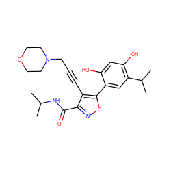 CC(C)NC(=O)c1noc(-c2cc(C(C)C)c(O)cc2O)c1C#CCN1CCOCC1 ZINC000473104319