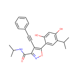 CC(C)NC(=O)c1noc(-c2cc(C(C)C)c(O)cc2O)c1C#Cc1ccccc1 ZINC000473105468