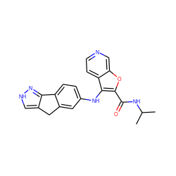 CC(C)NC(=O)c1oc2cnccc2c1Nc1ccc2c(c1)Cc1c[nH]nc1-2 ZINC000066075023