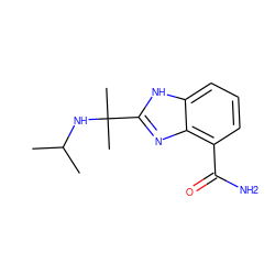 CC(C)NC(C)(C)c1nc2c(C(N)=O)cccc2[nH]1 ZINC000040935635