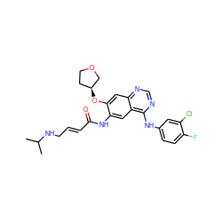 CC(C)NC/C=C/C(=O)Nc1cc2c(Nc3ccc(F)c(Cl)c3)ncnc2cc1O[C@H]1CCOC1 ZINC000473124819