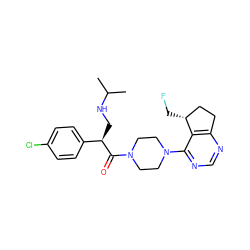 CC(C)NC[C@@H](C(=O)N1CCN(c2ncnc3c2[C@H](CF)CC3)CC1)c1ccc(Cl)cc1 ZINC000095576945