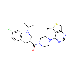 CC(C)NC[C@@H](Cc1ccc(Cl)cc1)C(=O)N1CCN(c2ncnc3c2[C@H](C)SC3)CC1 ZINC000066252404