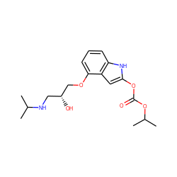 CC(C)NC[C@@H](O)COc1cccc2[nH]c(OC(=O)OC(C)C)cc12 ZINC000028765734