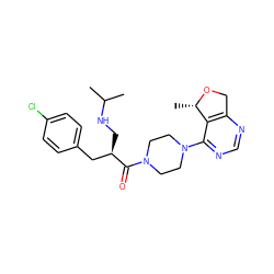 CC(C)NC[C@H](Cc1ccc(Cl)cc1)C(=O)N1CCN(c2ncnc3c2[C@H](C)OC3)CC1 ZINC000066258794