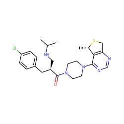 CC(C)NC[C@H](Cc1ccc(Cl)cc1)C(=O)N1CCN(c2ncnc3c2[C@H](C)SC3)CC1 ZINC000066252403