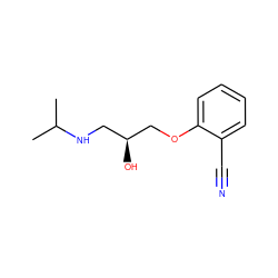 CC(C)NC[C@H](O)COc1ccccc1C#N ZINC000002007733